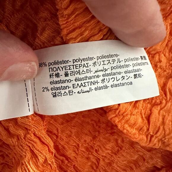 Zara Orange Fitted Texture Midi Dress (S) - Picture 14 of 16